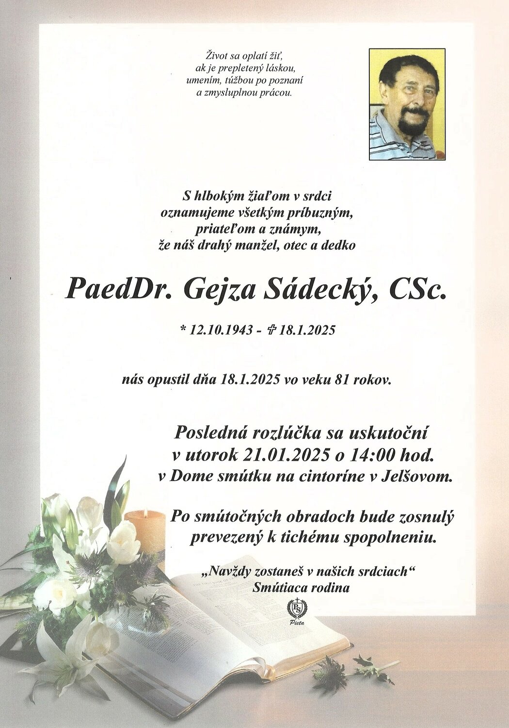 Gejza Sádecký (1943-2025)